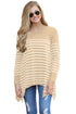 Sexy Khaki Striped Knit Pullover Sweater Top